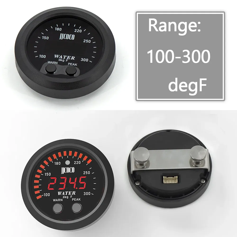 Color: army green - 52MM 12v Racing Car Ultra-thin Water Temperature Gauge And Water Temp Joint Pipe Sensor Adapter 1/8NPT