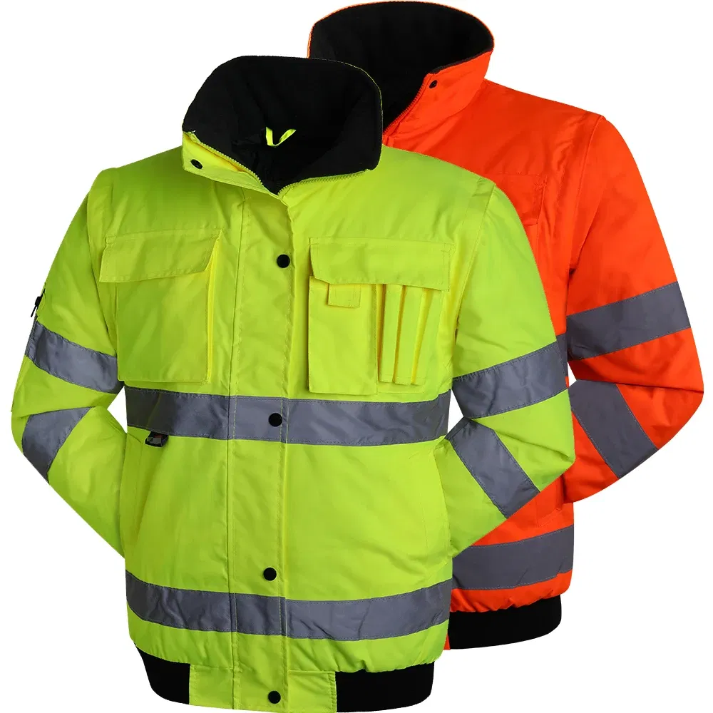Color: Orange, Size: L - High Visibility Parka Windproof Jacket Waterproof Parka Men's Work Reflective Parka
