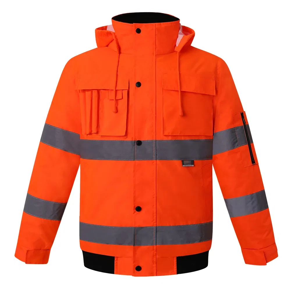 Color: Orange, Size: L - High Visibility Parka Windproof Jacket Waterproof Parka Men's Work Reflective Parka