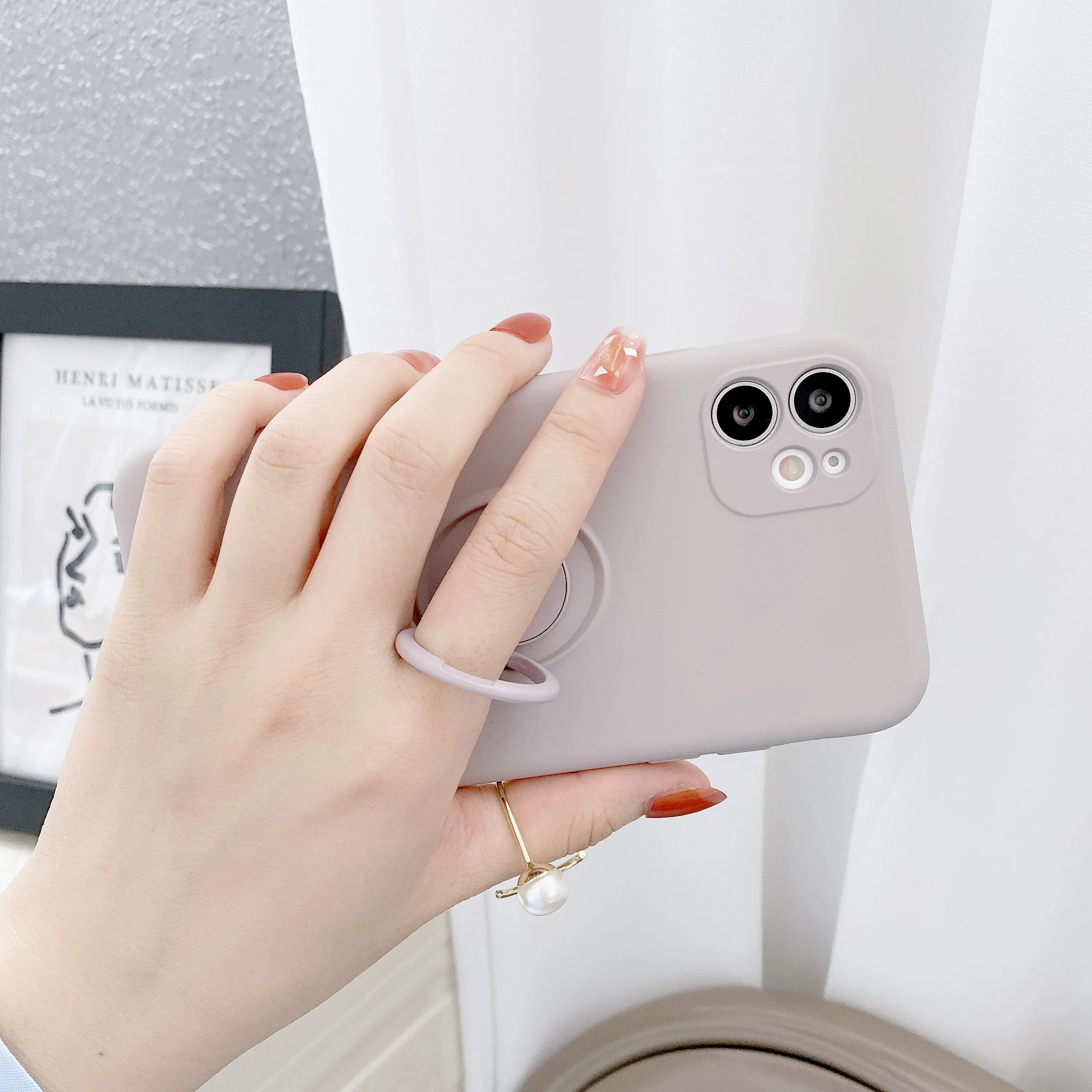 Material: nylon, Color: Brown, Ships From: CN - With Ring Holder Shockproof Case For IPhone 15 14 13 12 11 Pro Xs Max Xr SE2/SE3 8 7 Plus Silicone TPU Soft Back Cover