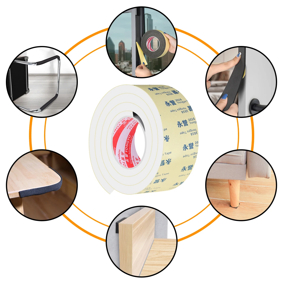 Color: WHITE, Width: 270mm - Rubber Self Adhesive Sponge Seal Strip Single Sided Adhesive EVA Black Foam Anti-collision Seal Gasket Width10-50mm Thick 1-5mm