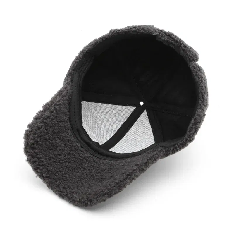Color: SKY BLUE, Size: M - Autumn Winter Baseball Cap Women Artificial Lamb Wool Hats Keep Warm Cap Plush Baseball Caps Spring Baseball Cap Solid Sunshade