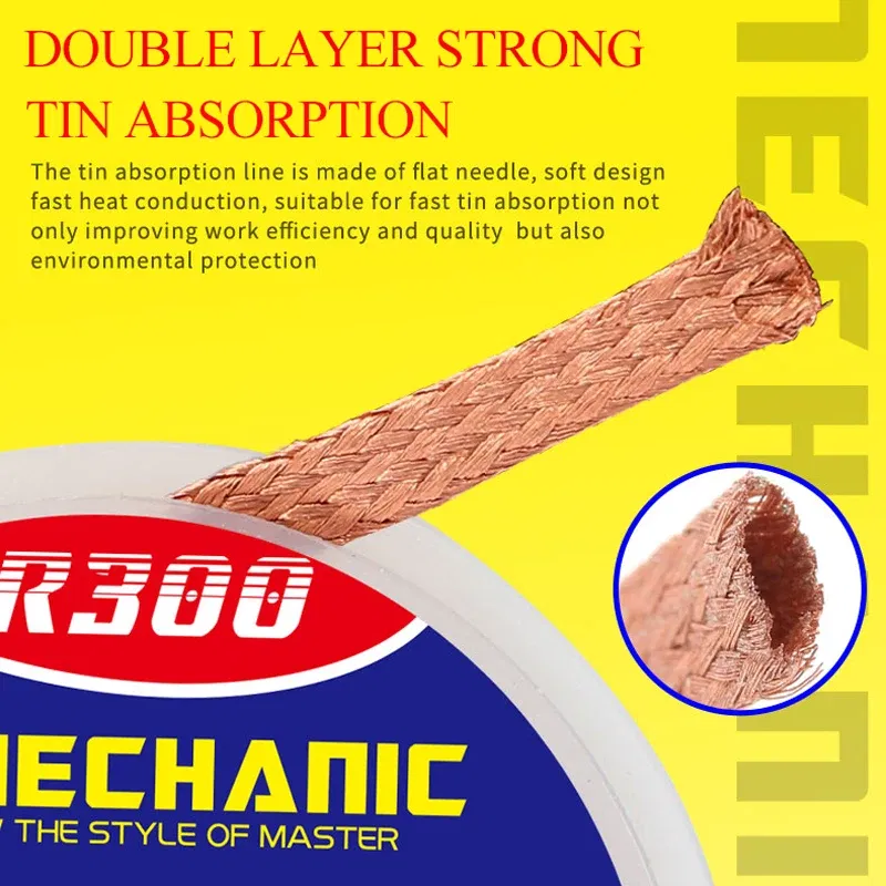 Diameter: 0.1MM - 5pcs/lot MECHANIC Desoldering Wire Solder Wick Tin Remover 1.5m Length Desoldering Braid PCB Welding Rework Tool
