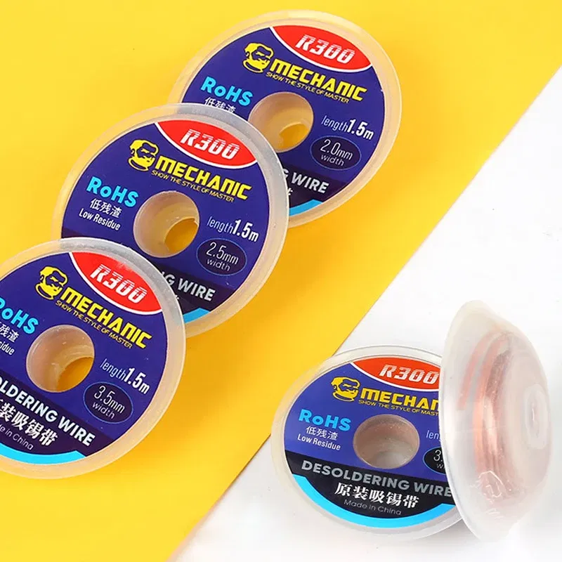 Diameter: 0.1MM - 5pcs/lot MECHANIC Desoldering Wire Solder Wick Tin Remover 1.5m Length Desoldering Braid PCB Welding Rework Tool