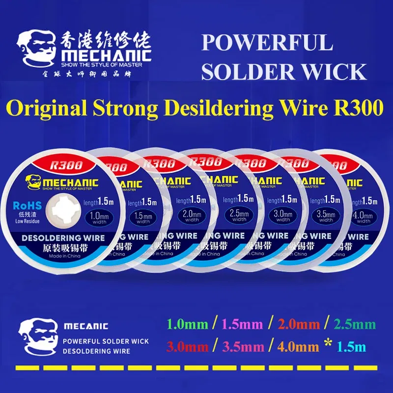 Diameter: 0.2mm - 5pcs/lot MECHANIC Desoldering Wire Solder Wick Tin Remover 1.5m Length Desoldering Braid PCB Welding Rework Tool