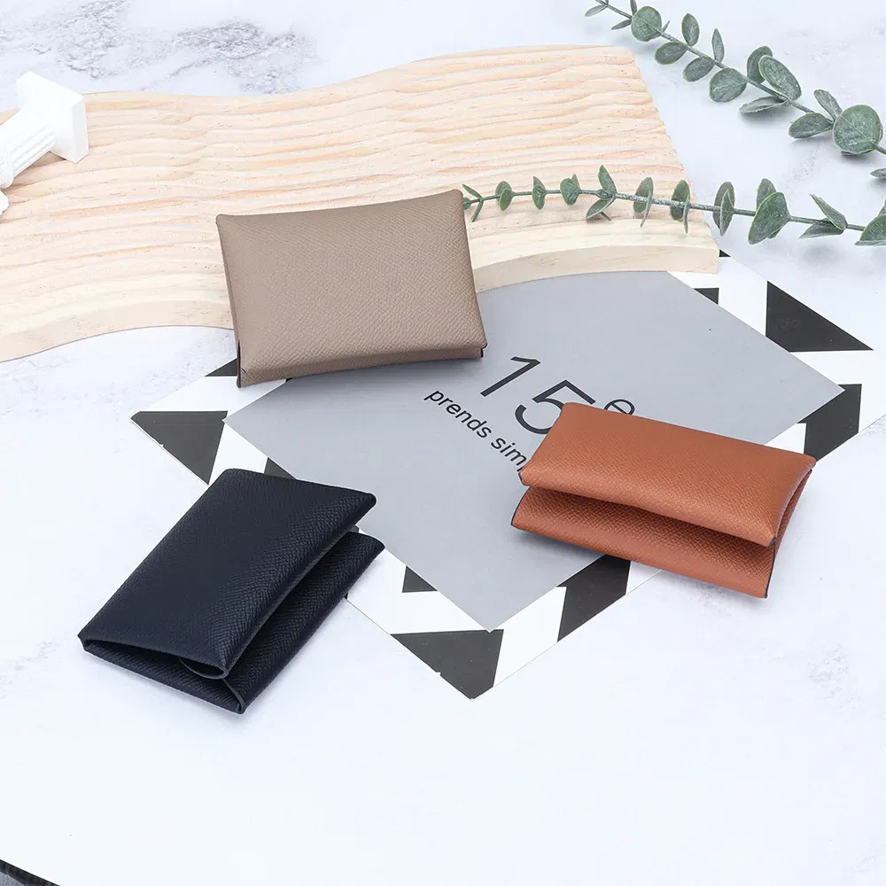 Color: Dark Khaki - Genuine Leather Coin Pouch Change Holder Mini Snap Pocket Wallet for Men Women Brand Design Goosebump Pattern Coin Purses