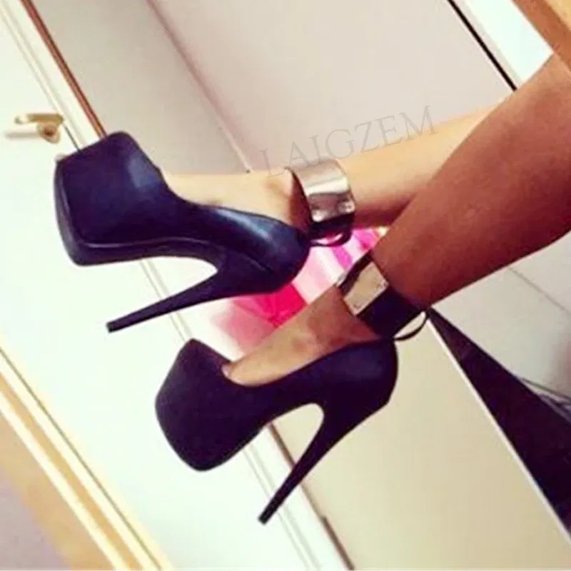 Color: black, Shoe Size: 17 - BERZIMER Women Platform Pumps Heels Sandals Stiletto Pumps Shoes Frau Pumpen Escarpins Femme Shoes Woman Large Size 46 50 51 52