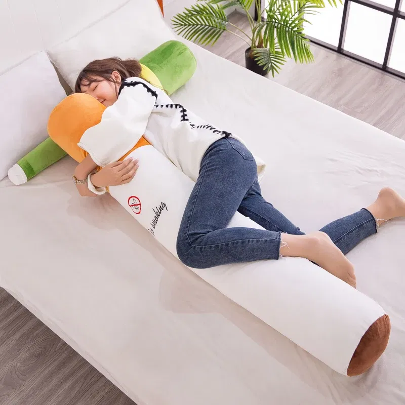 Color: Light Red - Nice Creative Smoking Cylindrical Sleeping Cushion Cigarette Pillow Plush Toys Fashion Boyfriend Birthday Gift
