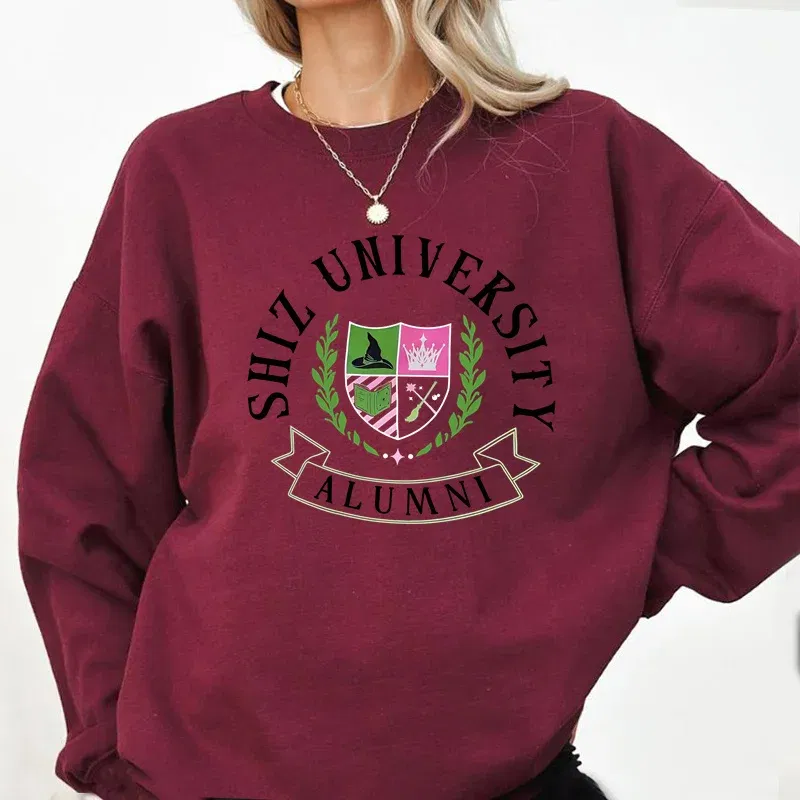 Color: Maroon, Size: XXL - Individual Wicked Alumni Sweatshirt Woman Clothing Harajuku Pullover Streetwear Autumn Long Sleeve Women's Clothing Hoodies