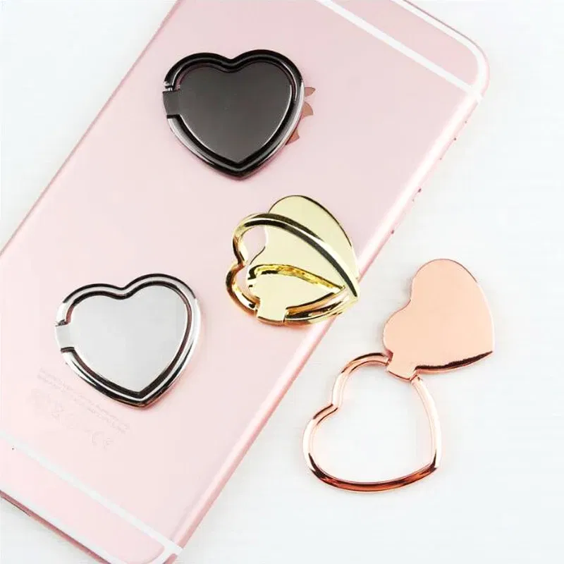 Color: Orange - 1pcs Metal Heart Mobile Phone Finger Ring Holder Telephone Support Accessories Magnetic Car Bracket Socket Stand mobile phones