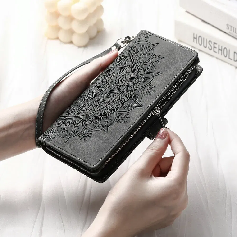 Color: wine red, Bundle: Case & Strap, Compatibility by Model: Xiaomi 15T Pro - For Xiaomi 15T Pro 5G 2025 Leather Wallet Case 8-Card Crossbody Bag Funda Xiaomi 15T Pro Case Mi 15T 15 T T15 15TPro Phone Cover