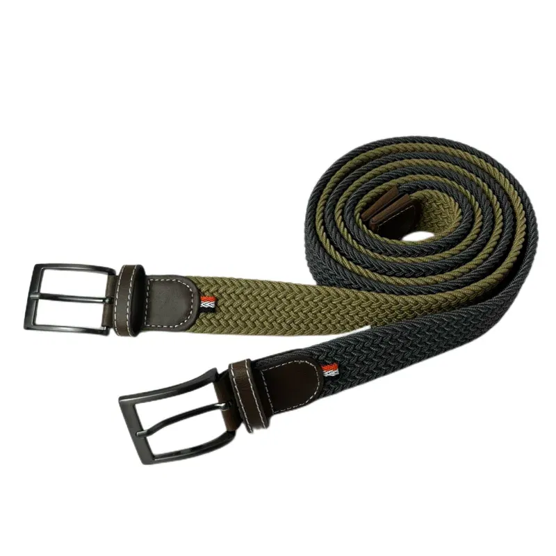 Color: GRAY, Belt Length: 115CM, Ships From: CHINA - Stretch Canvas Leather Belts for Men Female Casual Knitted Woven Military Tactical Strap Male Elastic Belt for Pants Jeans 3.5