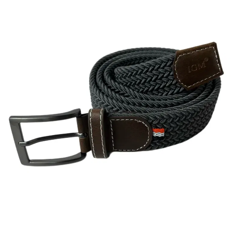 Color: GRAY, Belt Length: 115CM, Ships From: CHINA - Stretch Canvas Leather Belts for Men Female Casual Knitted Woven Military Tactical Strap Male Elastic Belt for Pants Jeans 3.5