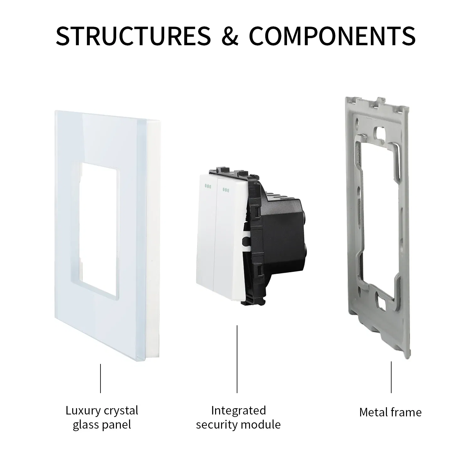 Color: Brown, Size: L, Ships From: CHINA - Bingoelec Push Button Switch 1/2/3 Gang 1 Way 2 Way 3 Way EU Standard Home light Switch Crystal Glass Panel Wall switch