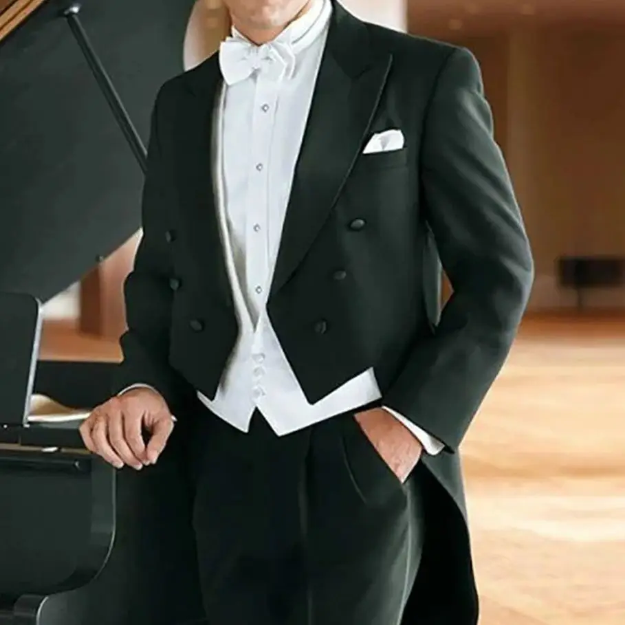 Color: Navy Blue, Size: L - Italy Style Aristocratic Men Suit Three Pieces(Jacket+Pants+Vest) Hot-selling High-quality Double Breasted Male Clothing