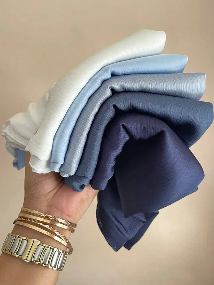 Color: Pink - Hot Premium Satin Crinkle Hijab Scarf Chiffon Shawl Plain Muslim Women Hijabs Breathab Islam Women Turban Pleated Scarf Ramadan