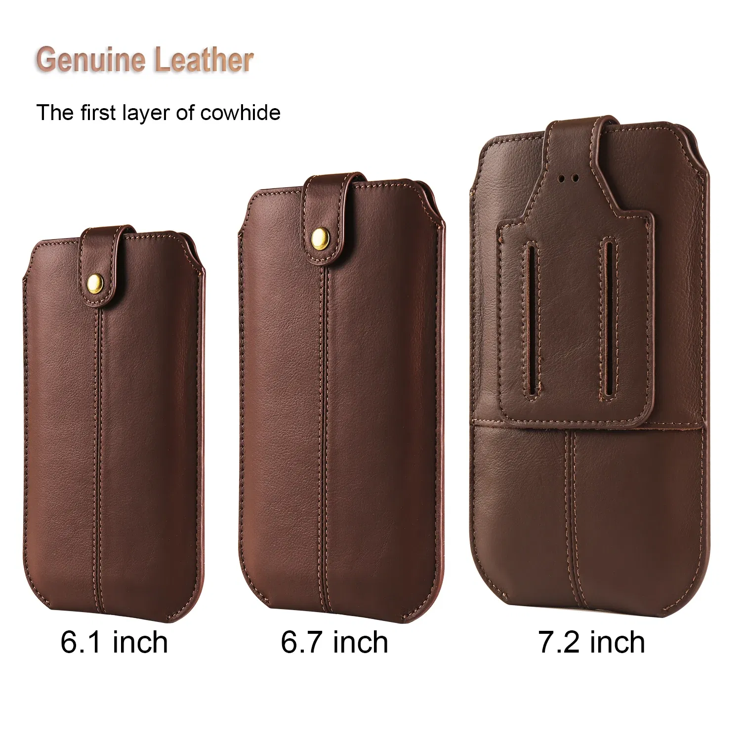 Color: Beige, Material: ABS - Genuine Leather 7.2 Phone Pouch Belt Clip Case For iPhone 16 15 14 13 Pro Max,Samsung S24 S23 Plus,Redmi Note 12 Waist Bag Cover