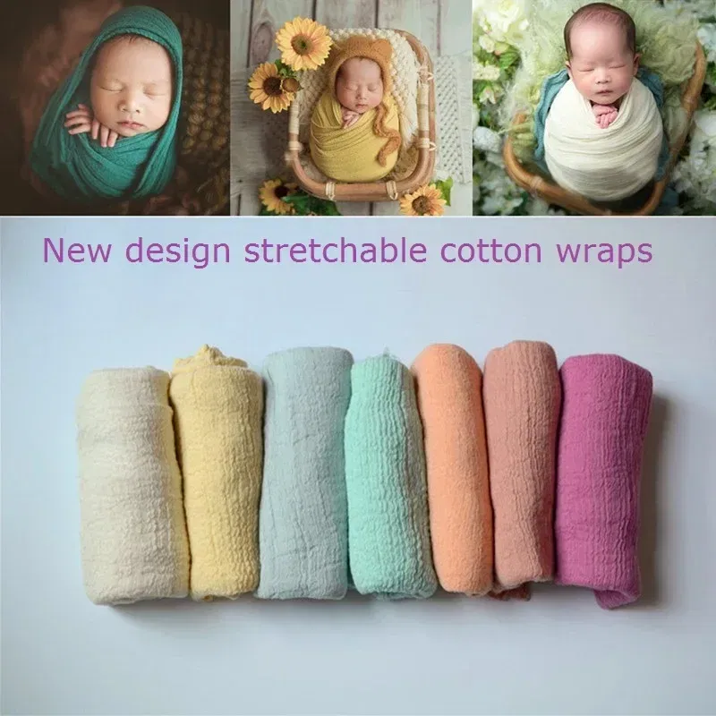 Color: Silver - Newborn Photography Props Wrap Baby Blanket Soft Stretchable Cotton Swaddling Photography Backdrop Babies Accessories