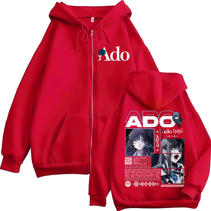 Color: black, Size: M - Ado World Tour 2025 Hibana Zipper Hoodies Men Women Clothing Fashion Harajuku Zip Up Sweatshirts Pullover Jacket Coat Streetwear