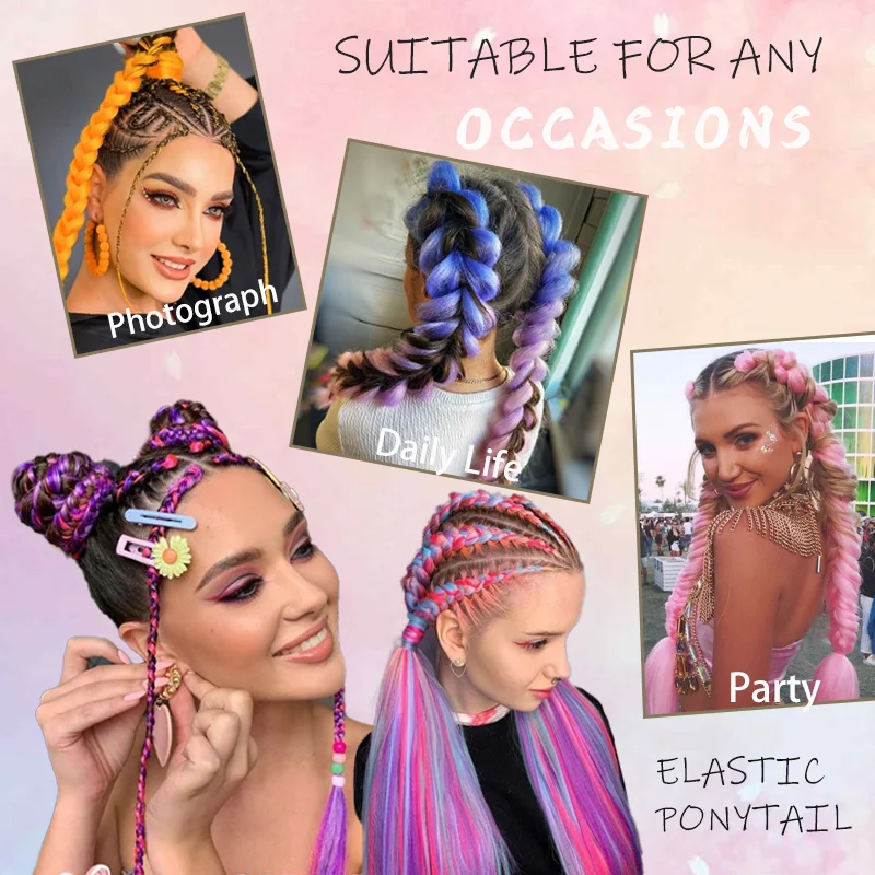 Color: 4/30HL, Stretched Length: 26inches - LUPU Synthetic Ponytail Extension with Elastic Tie Hair Band 26" Long Straight Colored Braiding Ponytail Ombre Pink Purple Blue