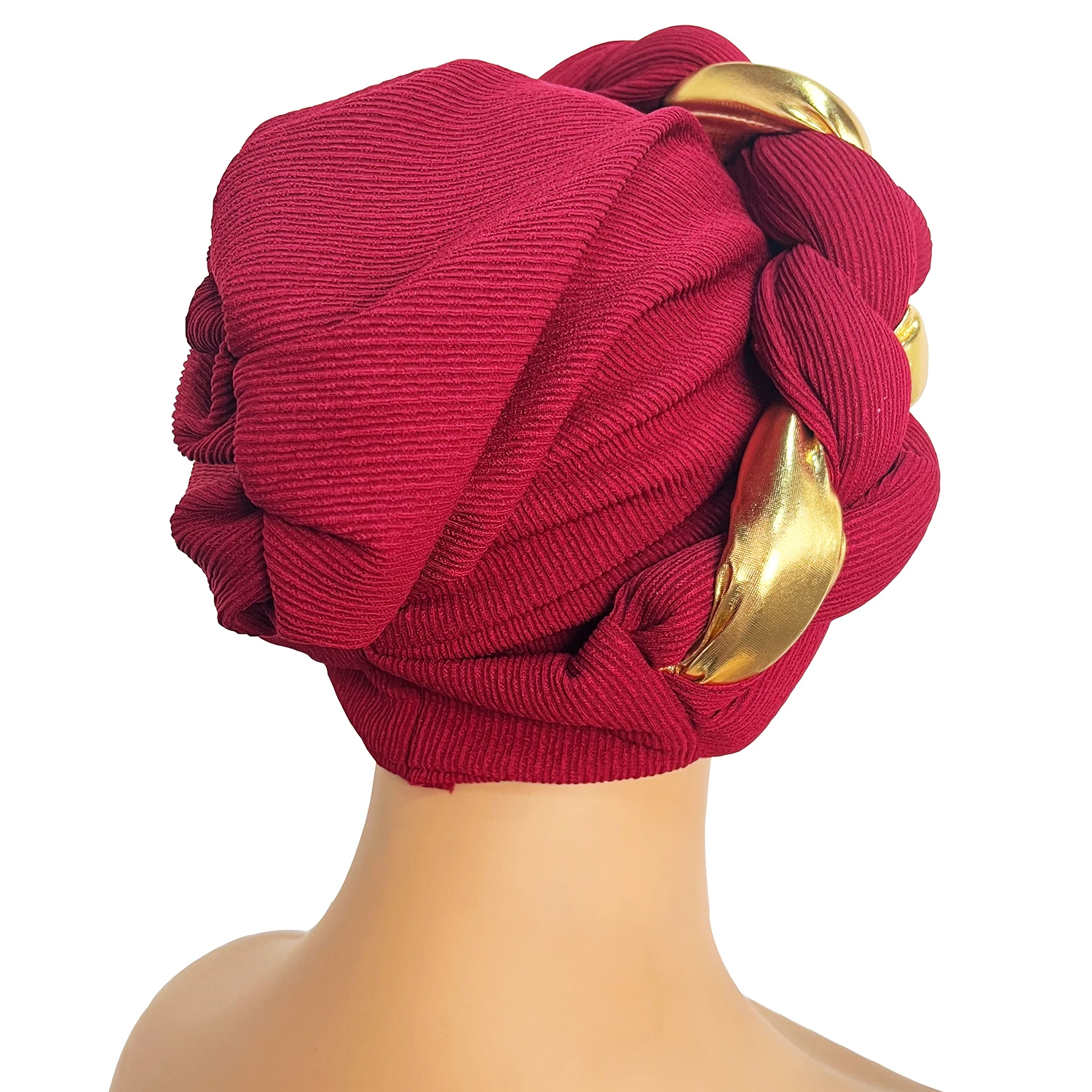 Color: grape purple, Ships From: CHINA - African Turban Cap Headdress Women's Pleated Hat Hair Accessories Arab Wrapped Muslim Hijab