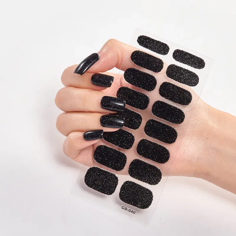 Color: Ice Blue - Nail Sticker Shiny Design Full Beauty Stickers for Nails Decals Plain Stickers Women Salon Nail Art