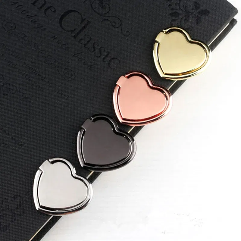 Color: Yellow - 1pcs Metal Heart Mobile Phone Finger Ring Holder Telephone Support Accessories Magnetic Car Bracket Socket Stand mobile phones