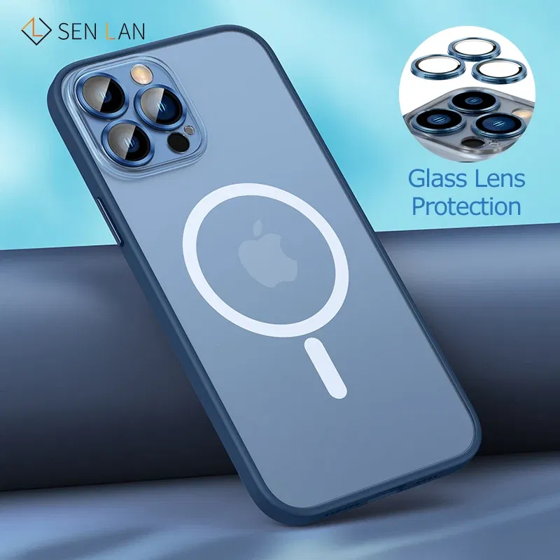 Color: Green, Material: EVA - Magsafe Magnetic For IPhone 15 Promax Phone Case For iPhon 11 12 13 14 15 Pro Max Plus Lens Glass Ring Protection Silicone Cover