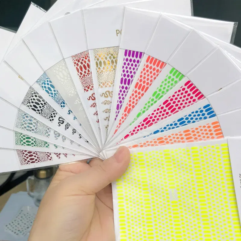 Color: Slate - 1PCS New English Alphabet Nail Stickers Multi-Color Laser Reflective Nail Slider Art Cool Text Nail Kit
