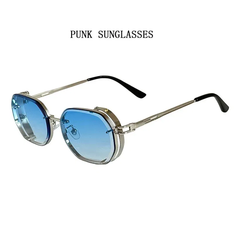 Lenses Color: Blue, Ships From: CHINA, Frame Color: other - 2024 Steampunk Sunglasses For Men Fashionable Square Punk Fashion Glasses Designer Sunglasses Women Trendy Gafas De Sol Hombre