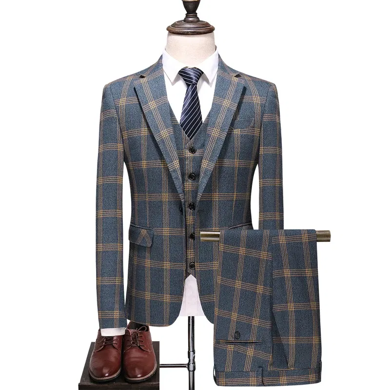 Color: Ivory, Size: L - High-End Three-Piece Men's Wedding Suit with Vest And Trousers Fashion Business Casual Groom's Dress All-In-One