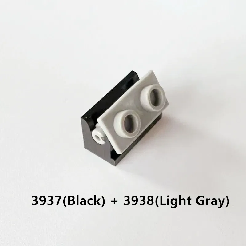 Color: WHITE - Rainbow Pig MOC Particles 3937 + 3938 Hinge Brick 1 x 2 Base and Top Plate Building Blocks Parts DIY Educational Tech Toy