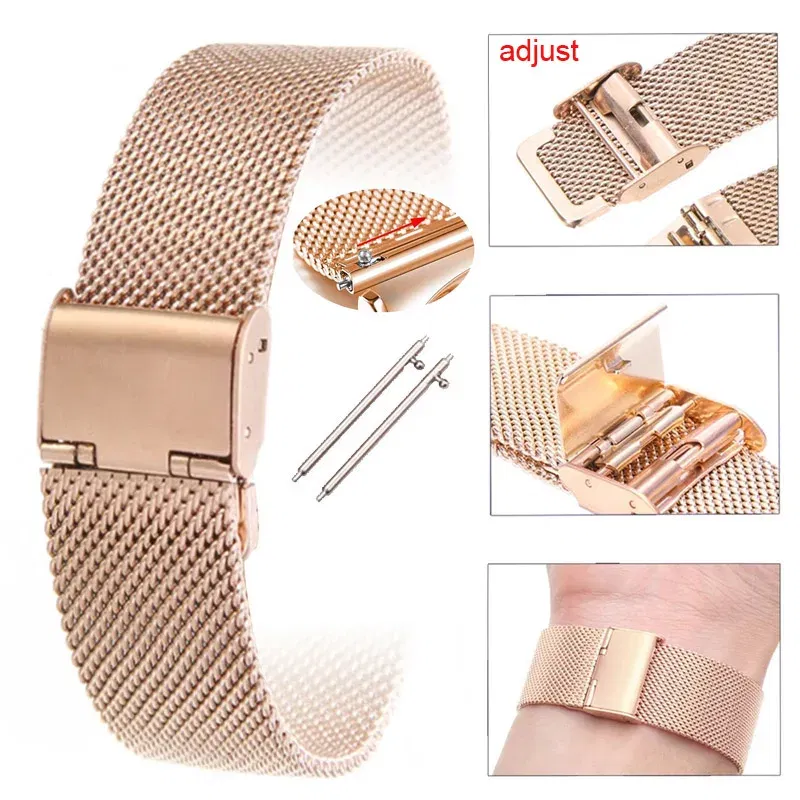 Color: Brown, Size: XS - Bracelet For Huawei Watch GT 3 Pro 43mm 46mm Stainless Steel Watchband Huawei Watch GT 4 46MM Milanese Metal Bracelet