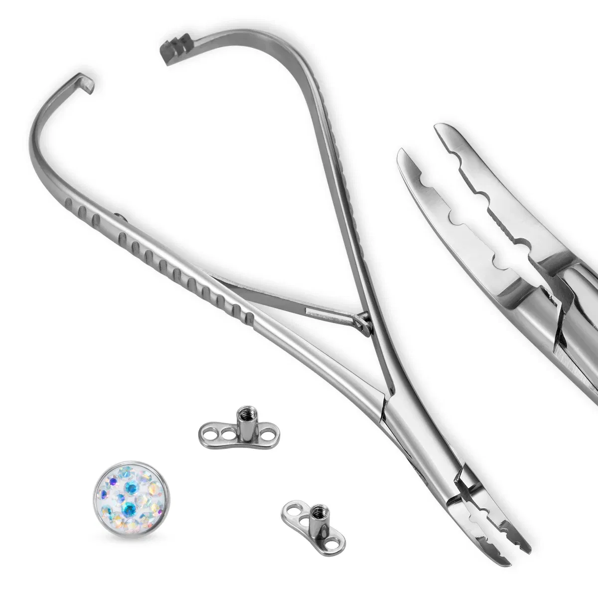 Metal color: none - Surgical Steel Pliers Body Piercing Tool Forceps Needle Pipe Clamp Tweezers Open Close CBR Ring Plier Ear Belly Nose Pierc Tools
