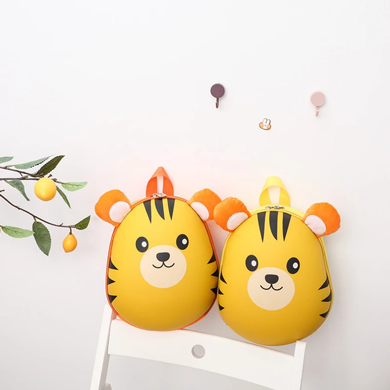 Color: Beige - New Cartoon Fashion Kids Backpack Eggshell Bag Super Cute Animal Backpack Kindergarten Schoolbag Male And Female Baby Backpack