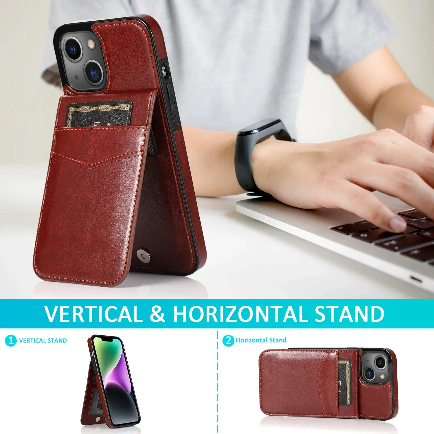Color: Blue, Material: POLYESTER - Faux Leather Wallet Kickstand Phone Case for IPhone 13 12 Mini 16E 16 15 14 11 Pro Max X XR XS 7 8 Plus Case with Credit Card