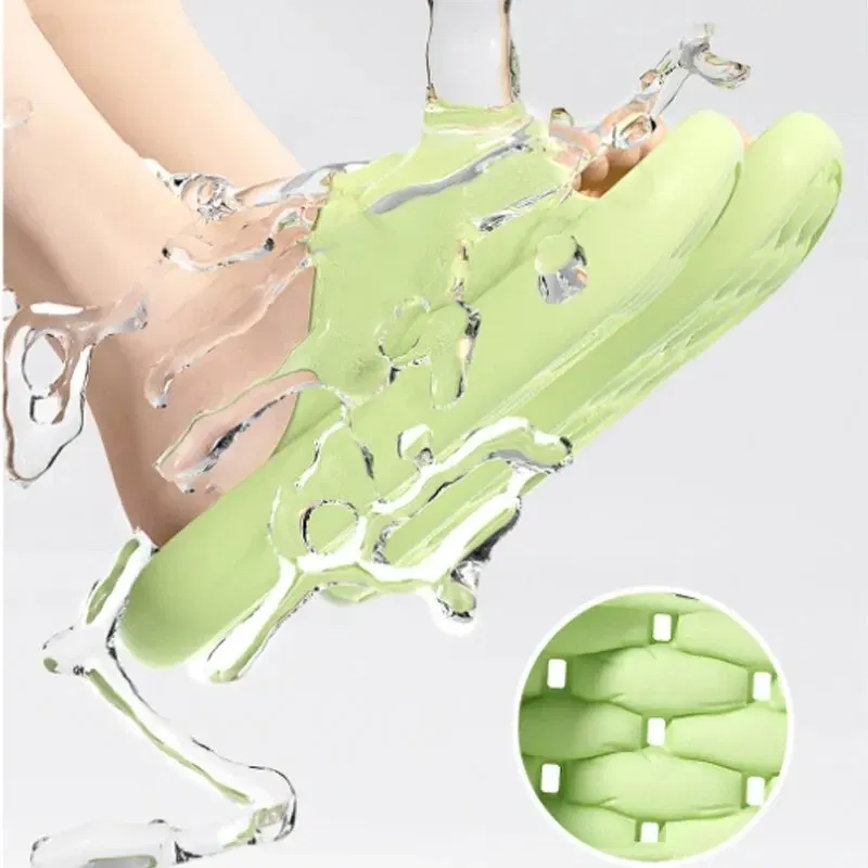 Color: black, Shoe Size: 44 - Bathroom House Slippers Leaking Quick-Drying Shower Slipper Light Weight Waterleaky Beach Flip Flops Women Swimming Slides