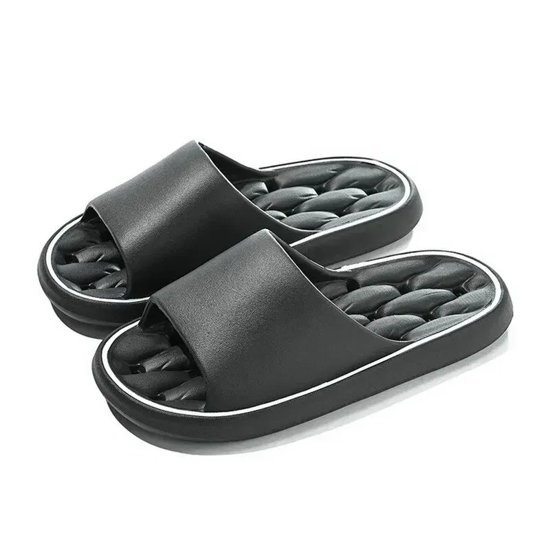 Color: black, Shoe Size: 44 - Bathroom House Slippers Leaking Quick-Drying Shower Slipper Light Weight Waterleaky Beach Flip Flops Women Swimming Slides