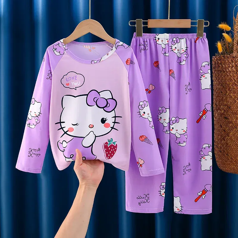 Color: Pink, Kid Size: 12t - 2pcs/set New Children Pyjamas Minnie Elsa Duck Cartoon Girls Sets Kid Home Wear boys and girls Travel Casual Sleepwear Suit