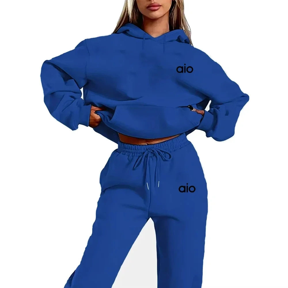 Color: Blue, Size: XL, Ships From: CHINA - 2025 Autumn Winter Women's Sets 2pcs Hoodies Pants Suit Sports Outfits  Letter Print Aesthetic Clothes Ladies Tracksuit