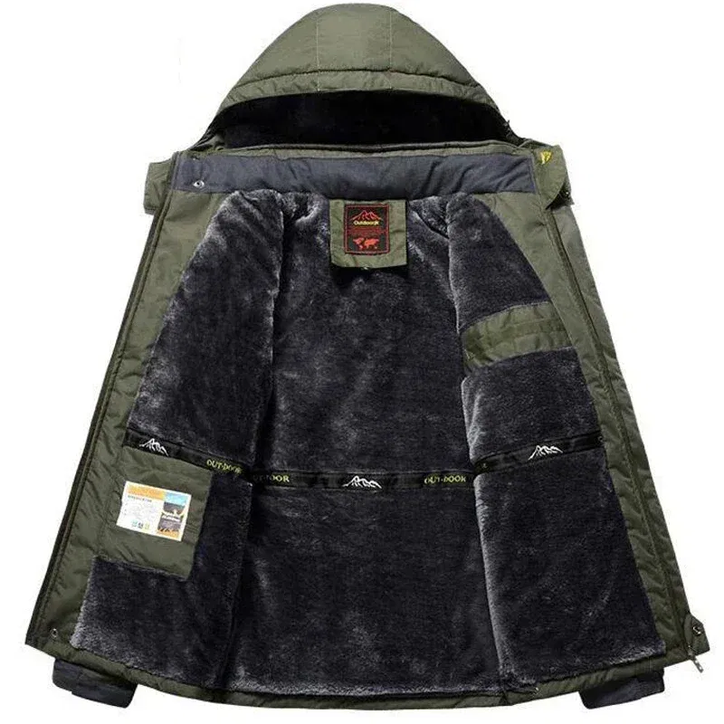 Color: Blue, Size: 4XL - Winter Jacket Men Thick Fleece Waterproof Outwear unload Jackets Men's Windbreaker Army Parka Raincoat Coats Plus Size 8XL 9XL