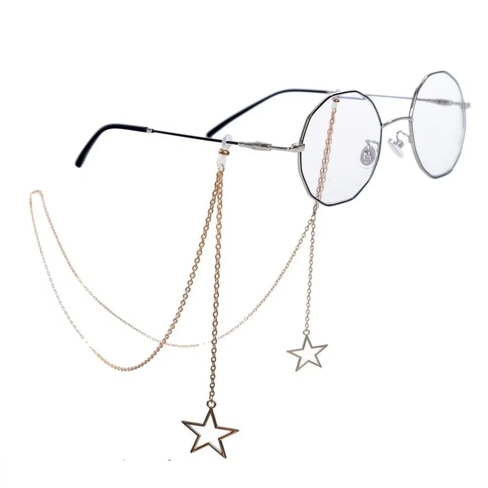 Color: Blue - New Fashion Women Eyeglass Chain Hollow Star Pearl Beaded Sunglasses Reading Glasses Lanyard Eyewear Holder Neck Strap Rope
