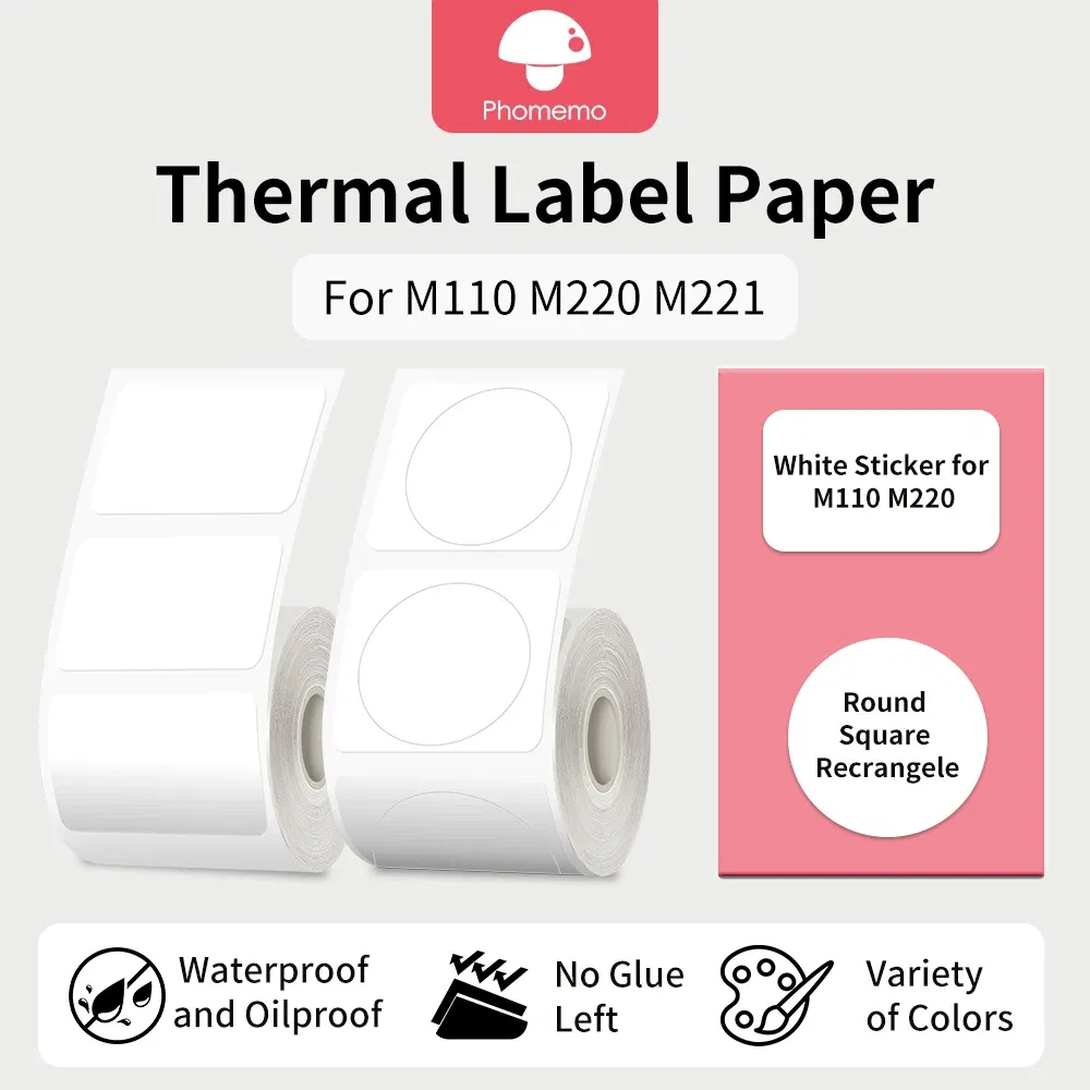 Color: Light Red - Label Maker Paper Phomemo M110 Label for Small Business Multi-Purpose Thermal Sticker for Phomemo M110 M221 M200 M220 Printer
