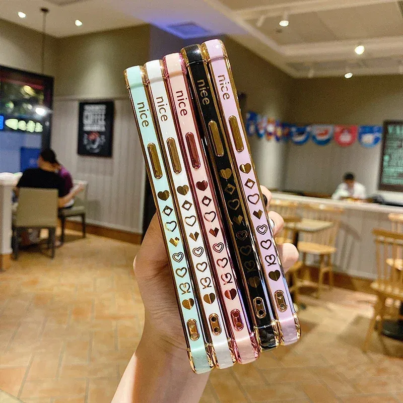 Color: MULTI, Compatible-Phone Models: For iPhone 15, Ships From: CN - Electroplating Side Love Heart Phone Case For IPhone 16 15 14 13 12 11 Pro Max XR 8 Plus SE2/SE3 Shockproof Back Cover