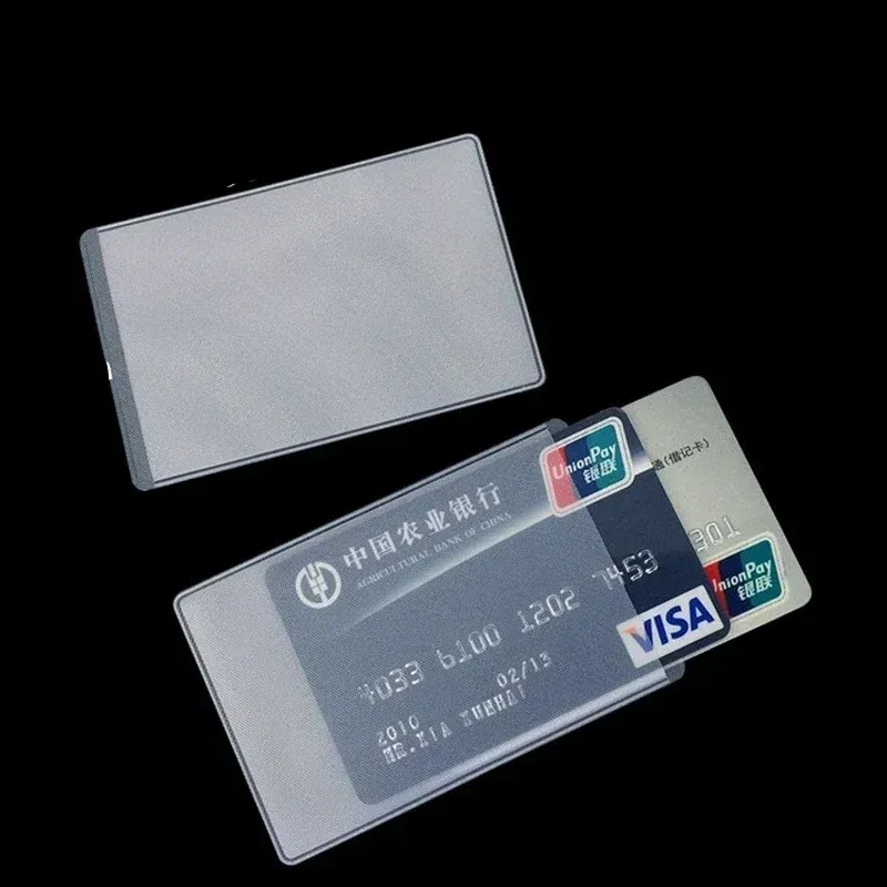 Color: Clear - 10pcs/lot 60*93mm Transparent Card Protector Sleeves ID Card Holder Wallets Purse Business Credit Card Protector Cover Bags