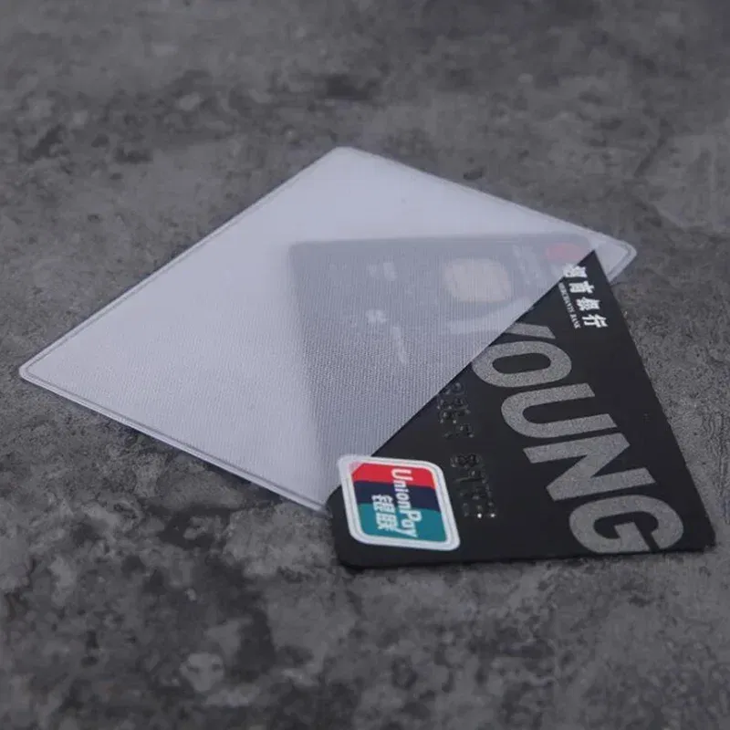 Color: Clear - 10pcs/lot 60*93mm Transparent Card Protector Sleeves ID Card Holder Wallets Purse Business Credit Card Protector Cover Bags