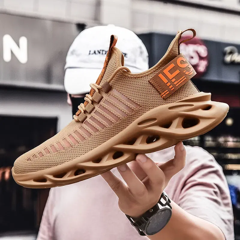 Color: Green, Shoe Size: 45 - Men Casual Shoes 2023 Summer New Breathable Versatile Lightweight Running Shockproof Men Sports Shoes Thick Sole Walking Gym