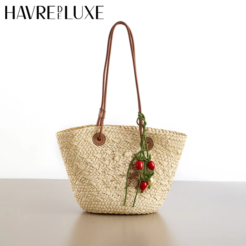 Color: Brown - Cowhide bag charm exquisite tomato string pendant woman all-match cute backpack pendant bag accessories