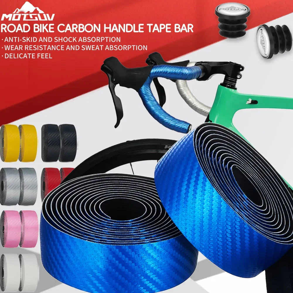 Color: Pink - MOTSUV Road Cycling Handle Belt Bike Bicycle Cork Sport Handlebar Bandage Wrap Bent Bar EVA Tape+2 Bar Plug Bicycle Accessories