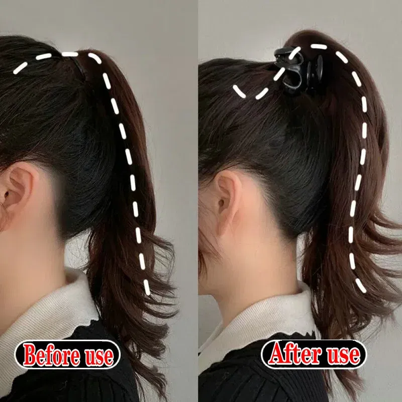 Color: black - Korean Fashion Ponytail Hair Claw Clip Black Acrylic Small Hair Claws Women Girls shark Clips Headwear Barrette Hair Accessories